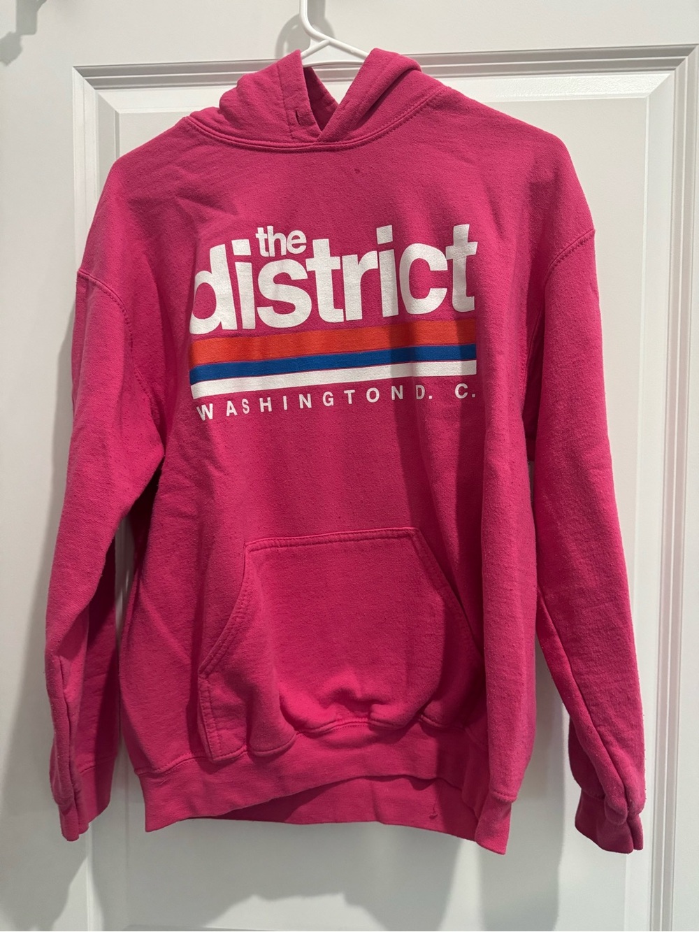 Gildan Pink Heavy Blend Hoodie with White Print